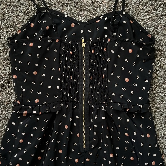 Xhilaration Black Orange Yellow Geometric Polka Dot Mini Sun Dress, Size Medium - Picture 9 of 14